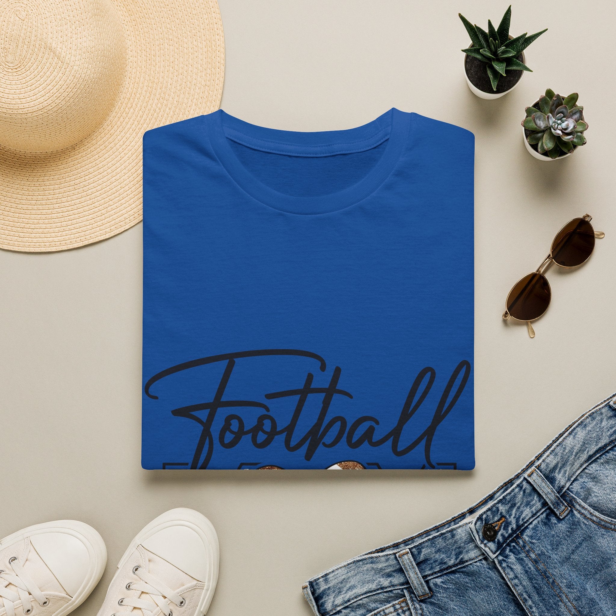 Football Mom T‑Shirt — Heart Football Mom Tee, Game Day Mom Gift