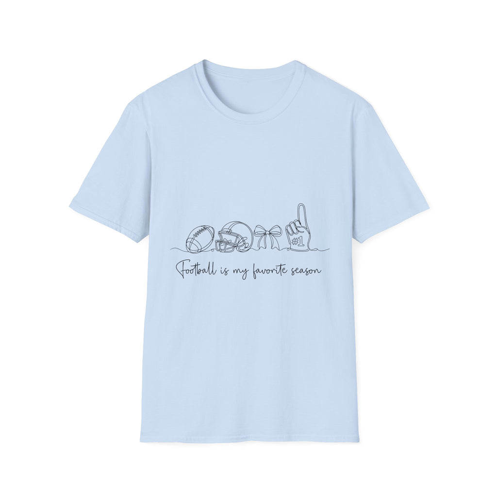 Sports Mom T-Shirt — "Football is My Favorite Season" Minimal Line Art