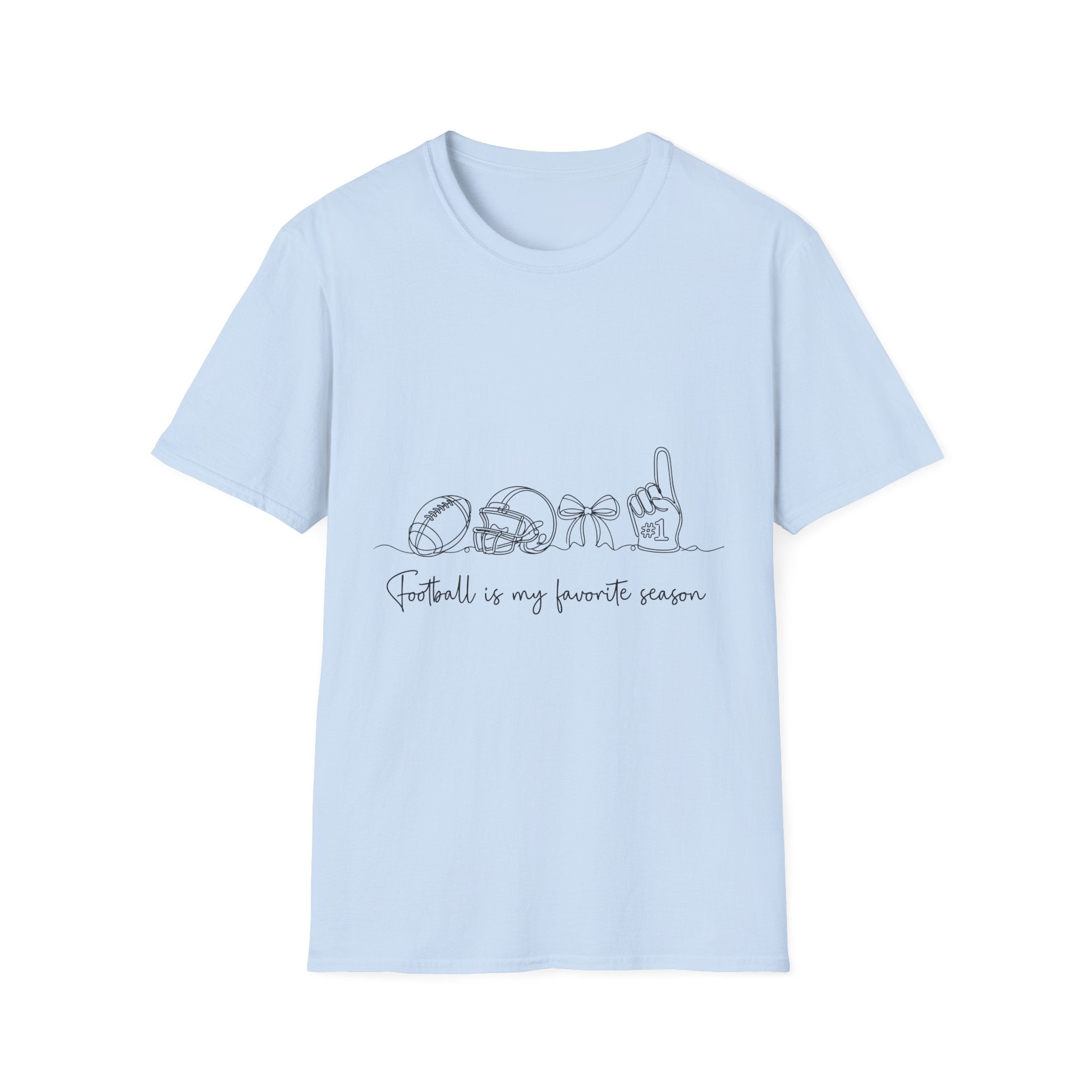 Sports Mom T-Shirt — "Football is My Favorite Season" Minimal Line Art
