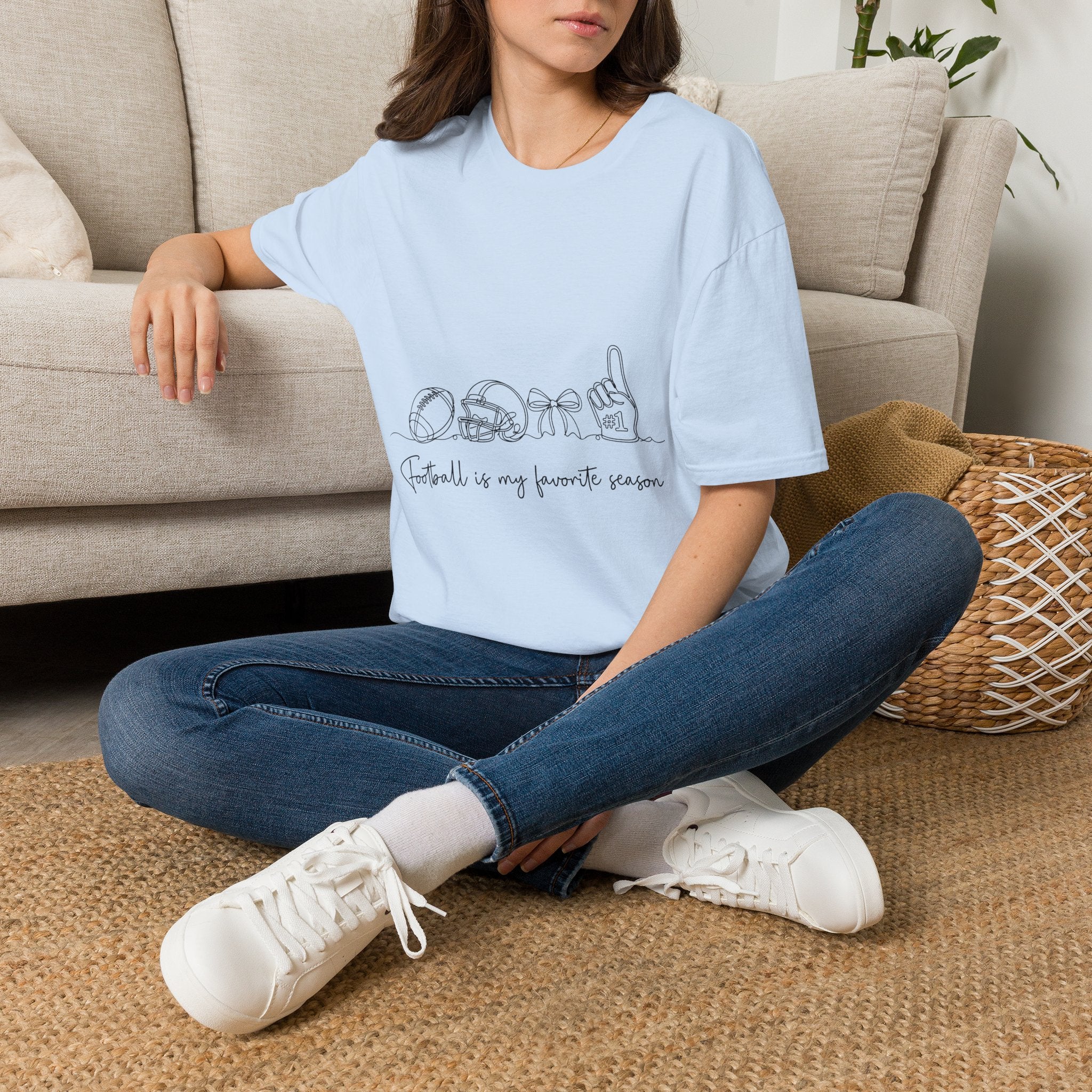 Sports Mom T-Shirt — "Football is My Favorite Season" Minimal Line Art