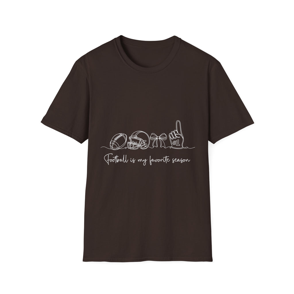 Sports Mom T-Shirt — "Football is My Favorite Season" Minimal Line Art