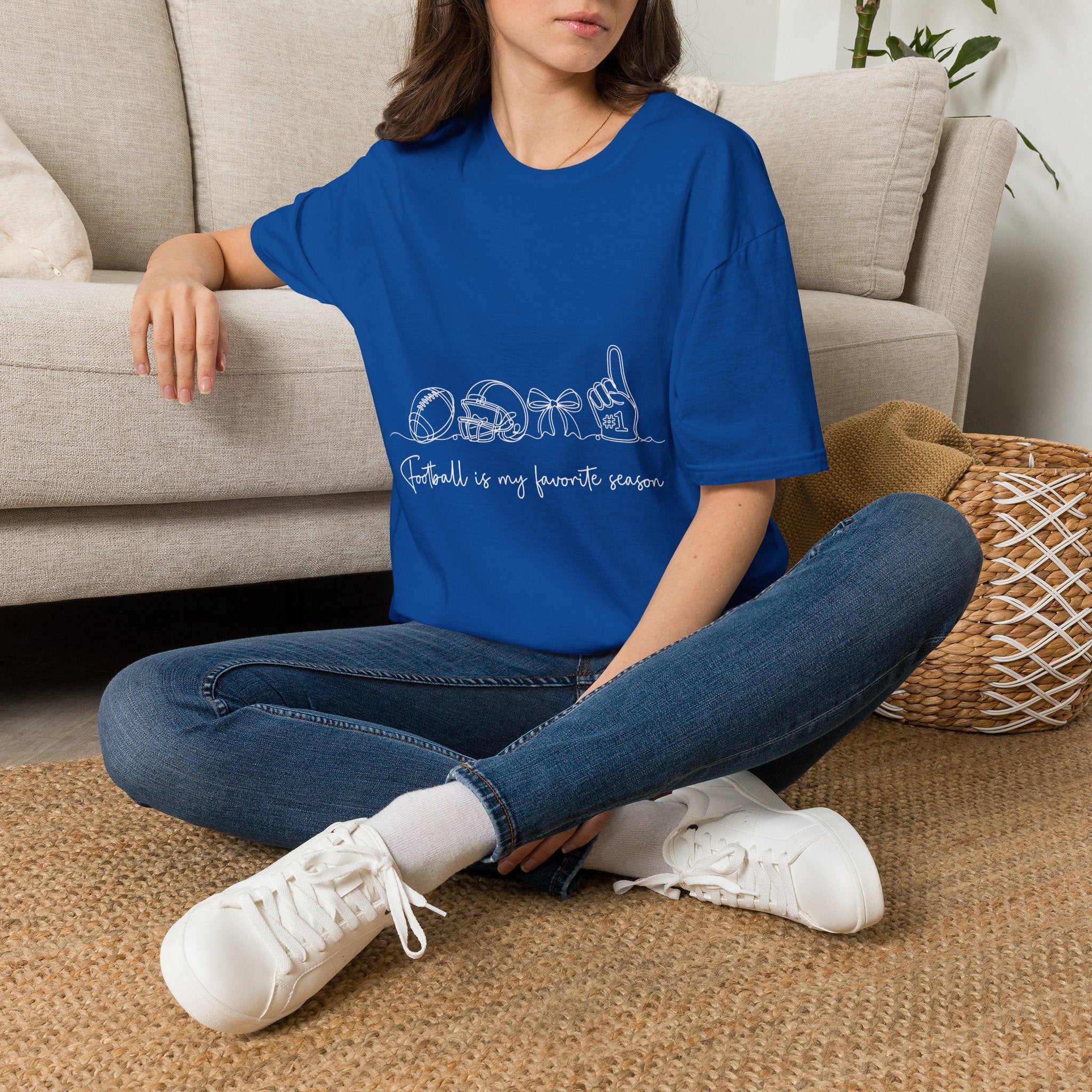 Sports Mom T-Shirt — "Football is My Favorite Season" Minimal Line Art