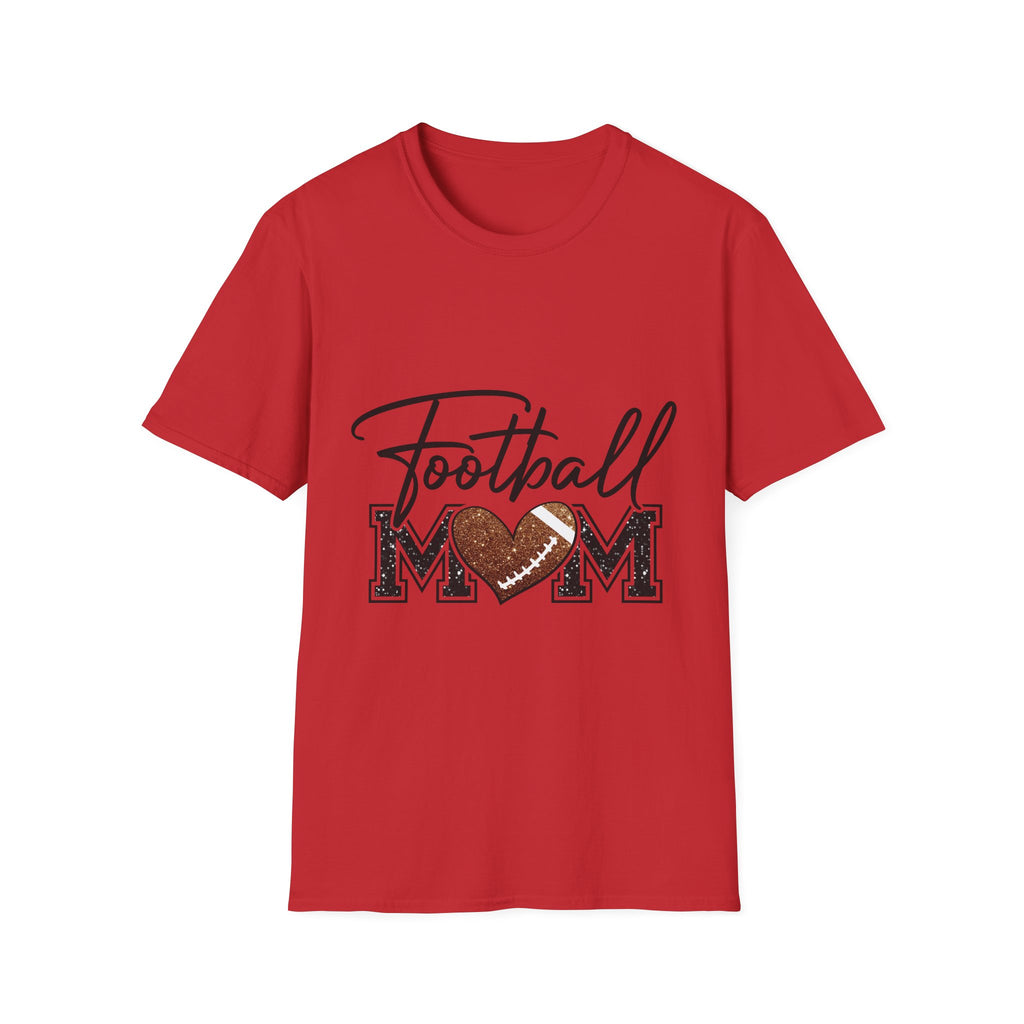 Football Mom T‑Shirt — Heart Football Mom Tee, Game Day Mom Gift