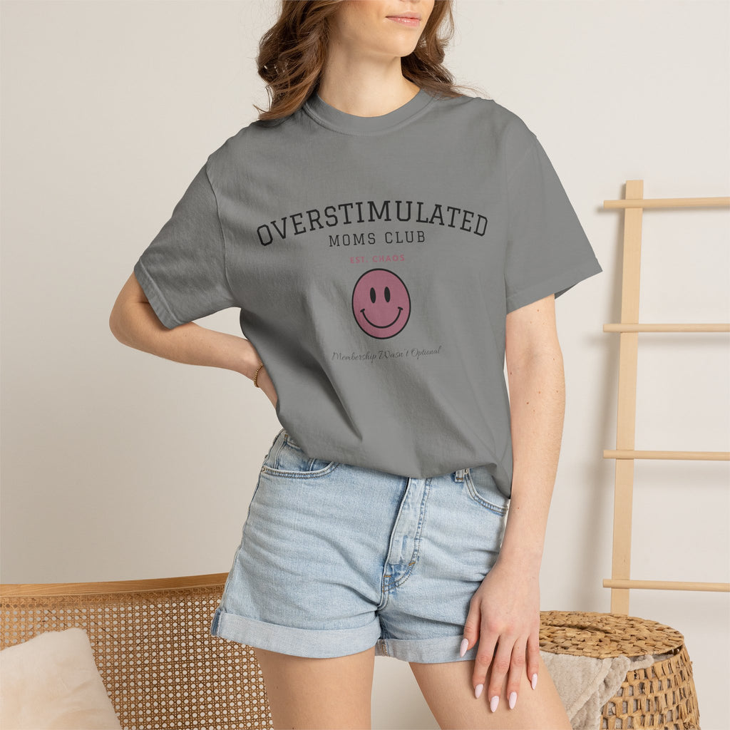 Overstimulated Moms Club Tee | Front & Back Graphic Shirt | Funny Mom Shirt | Coffee Chaos Laundry Repeat | Boutique Graphic Tee